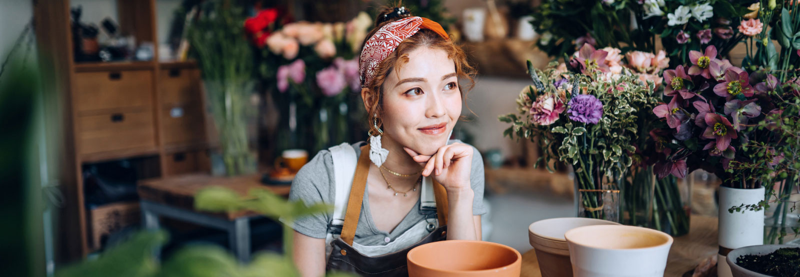 a florist in their flower shop